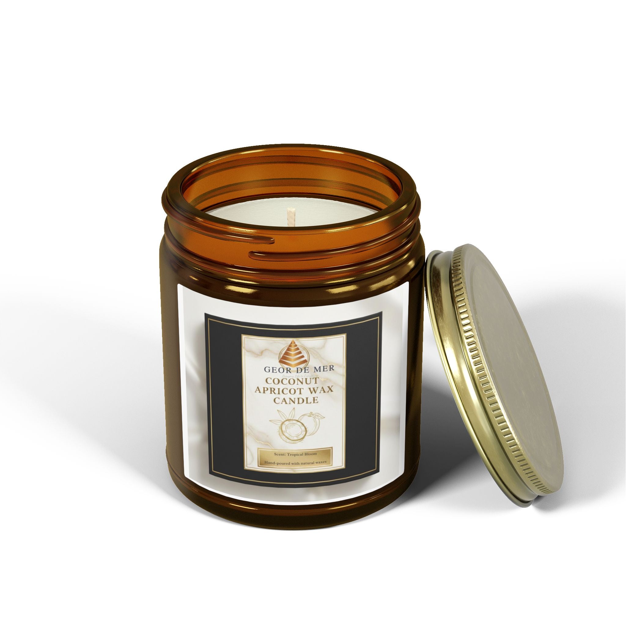 Geor De Mer - Coconut Apricot Scented Candle — Natural Apricot Coconut Wax (4oz & 9oz)