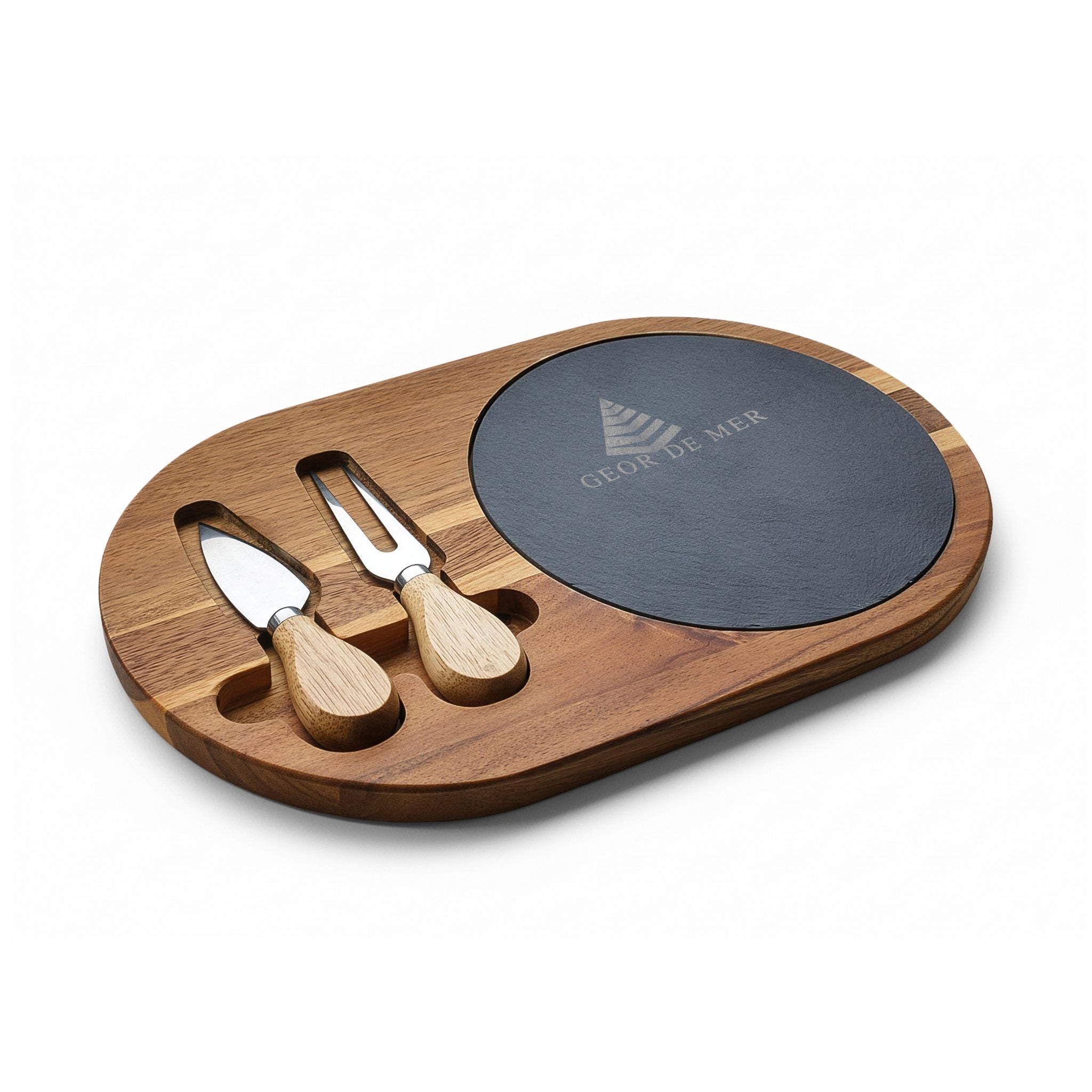 Engraved Charcuterie Board with Slate Inlay, Cheese Serving Platter