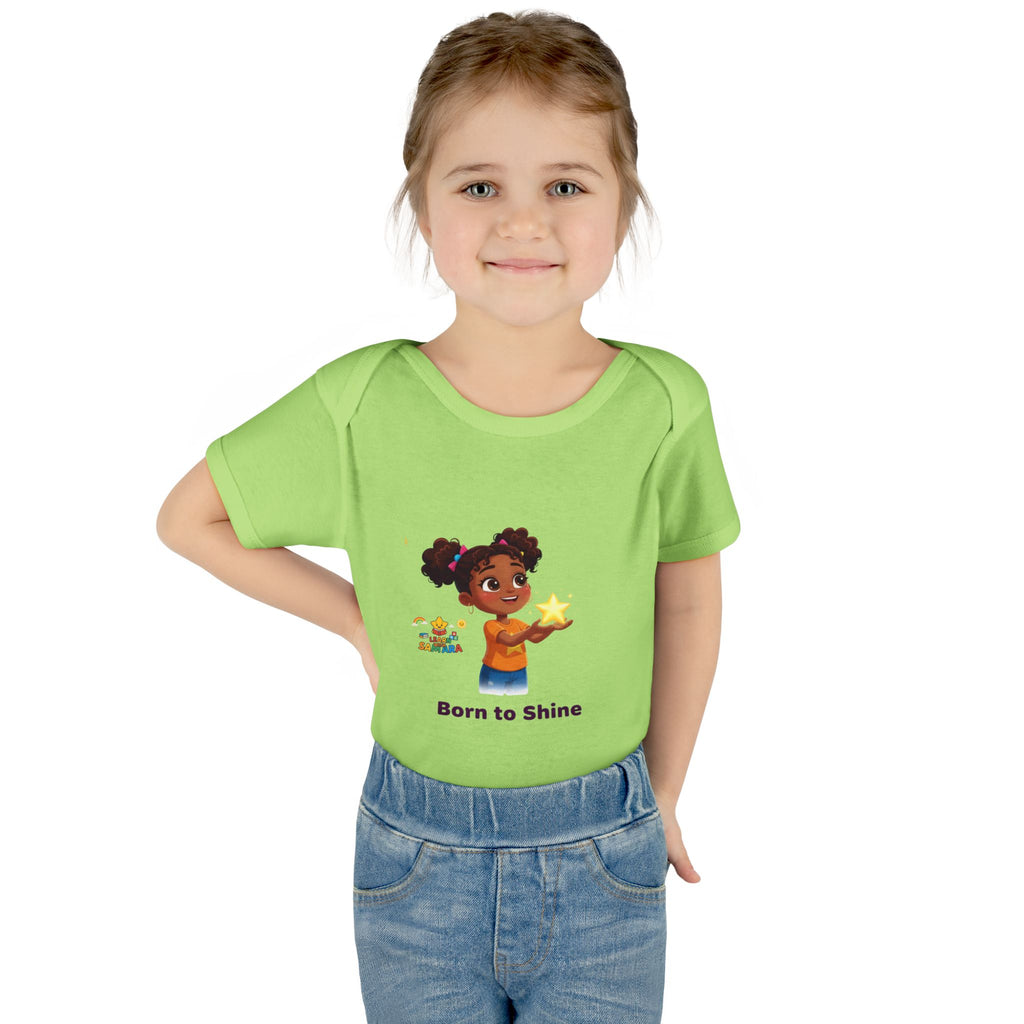 Born to Shine baby bodysuit - LwS| Cute girl holding star infant onesie