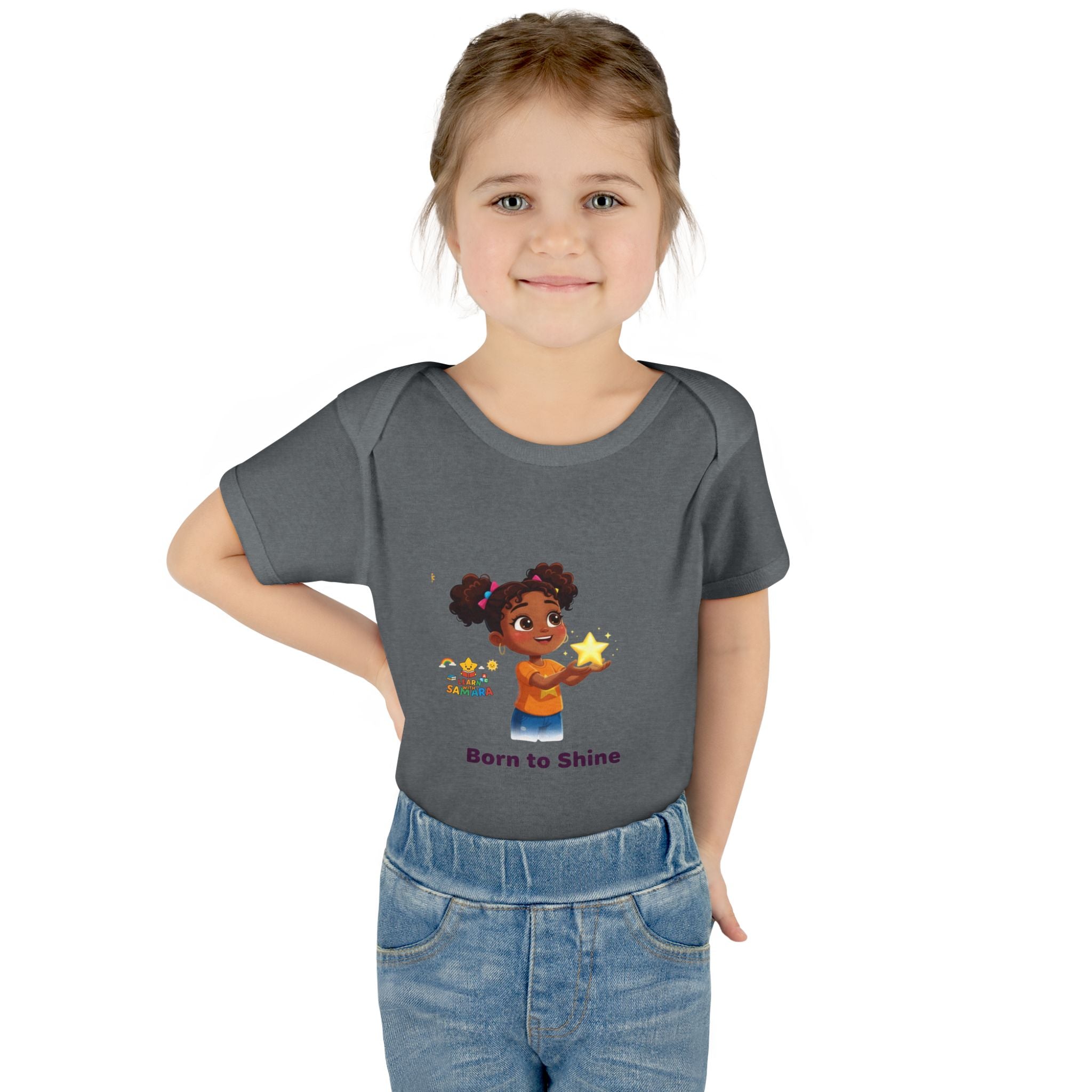 Born to Shine baby bodysuit - LwS| Cute girl holding star infant onesie