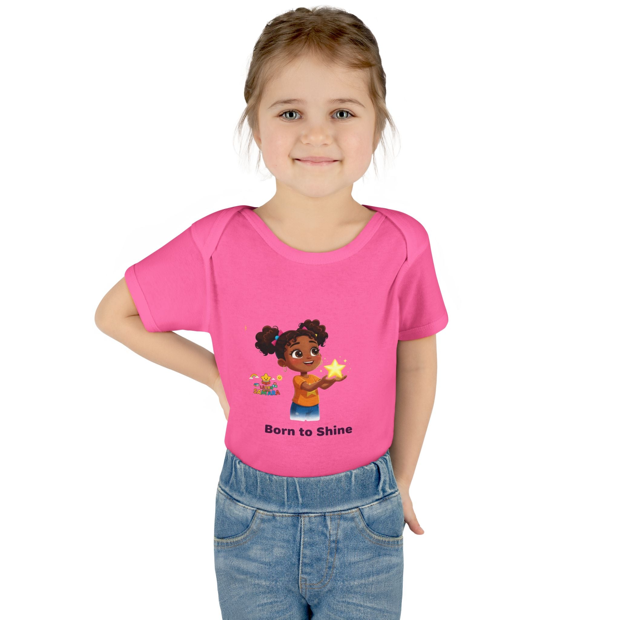 Born to Shine baby bodysuit - LwS| Cute girl holding star infant onesie