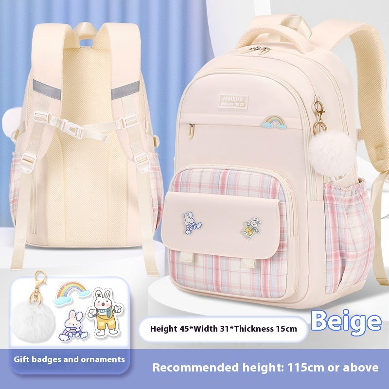 Primary School Student Schoolbag Girls' Plaid Backpack