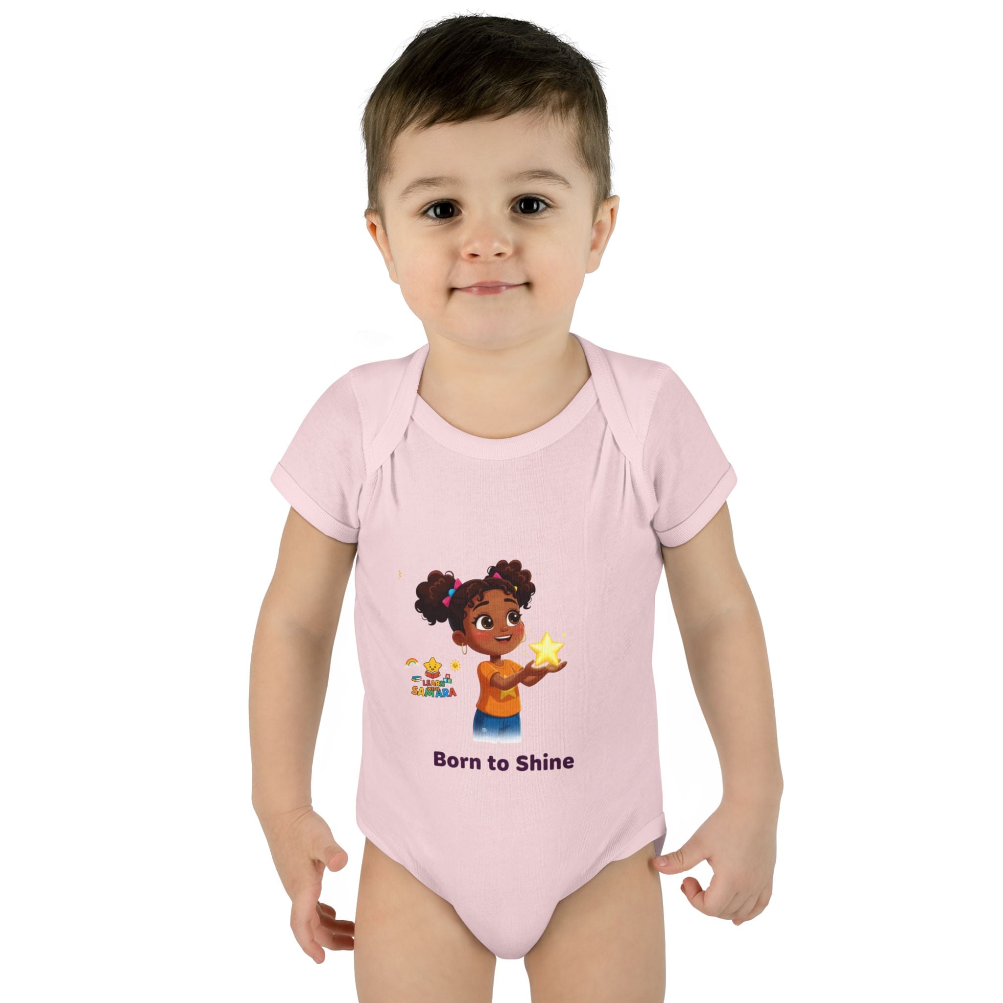 Born to Shine baby bodysuit - LwS| Cute girl holding star infant onesie