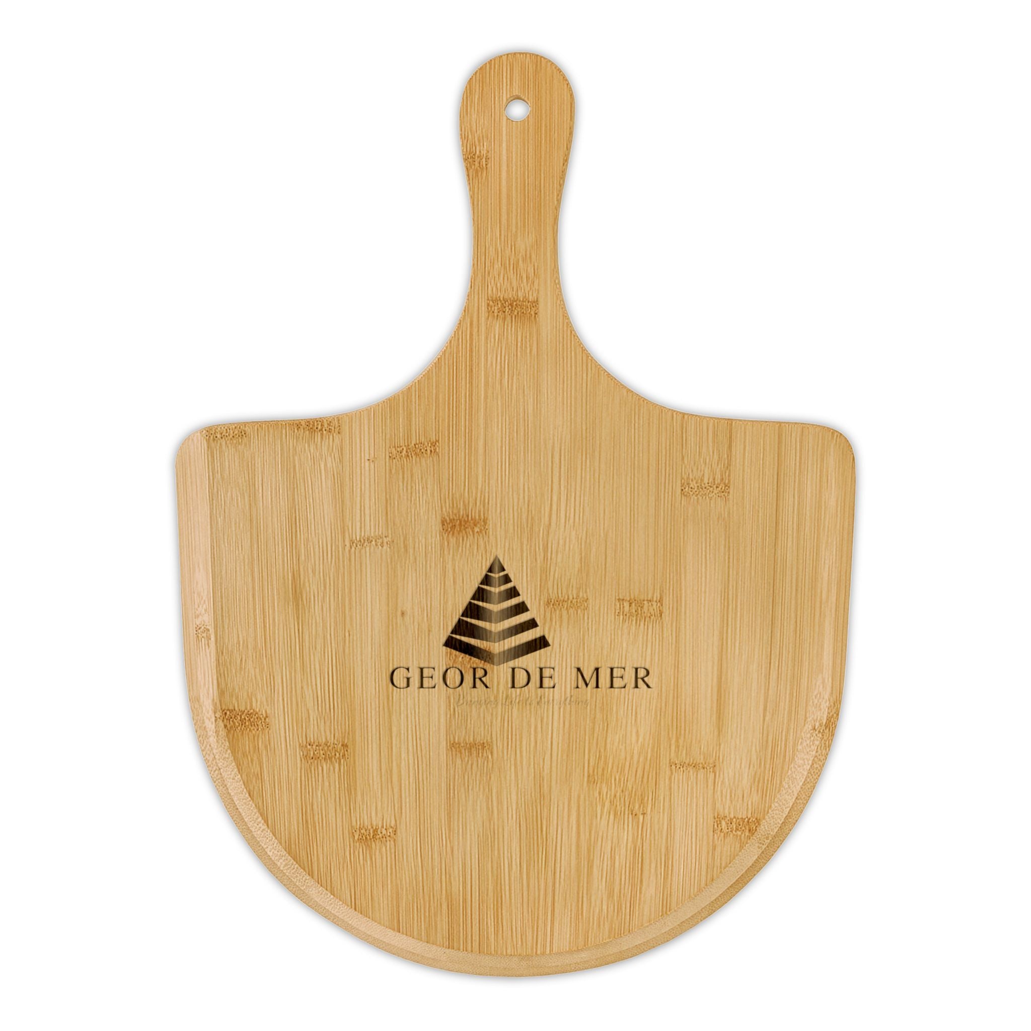 Geor De Mer Engraved Bamboo Pizza Peel – Personalized Wood Serving Board