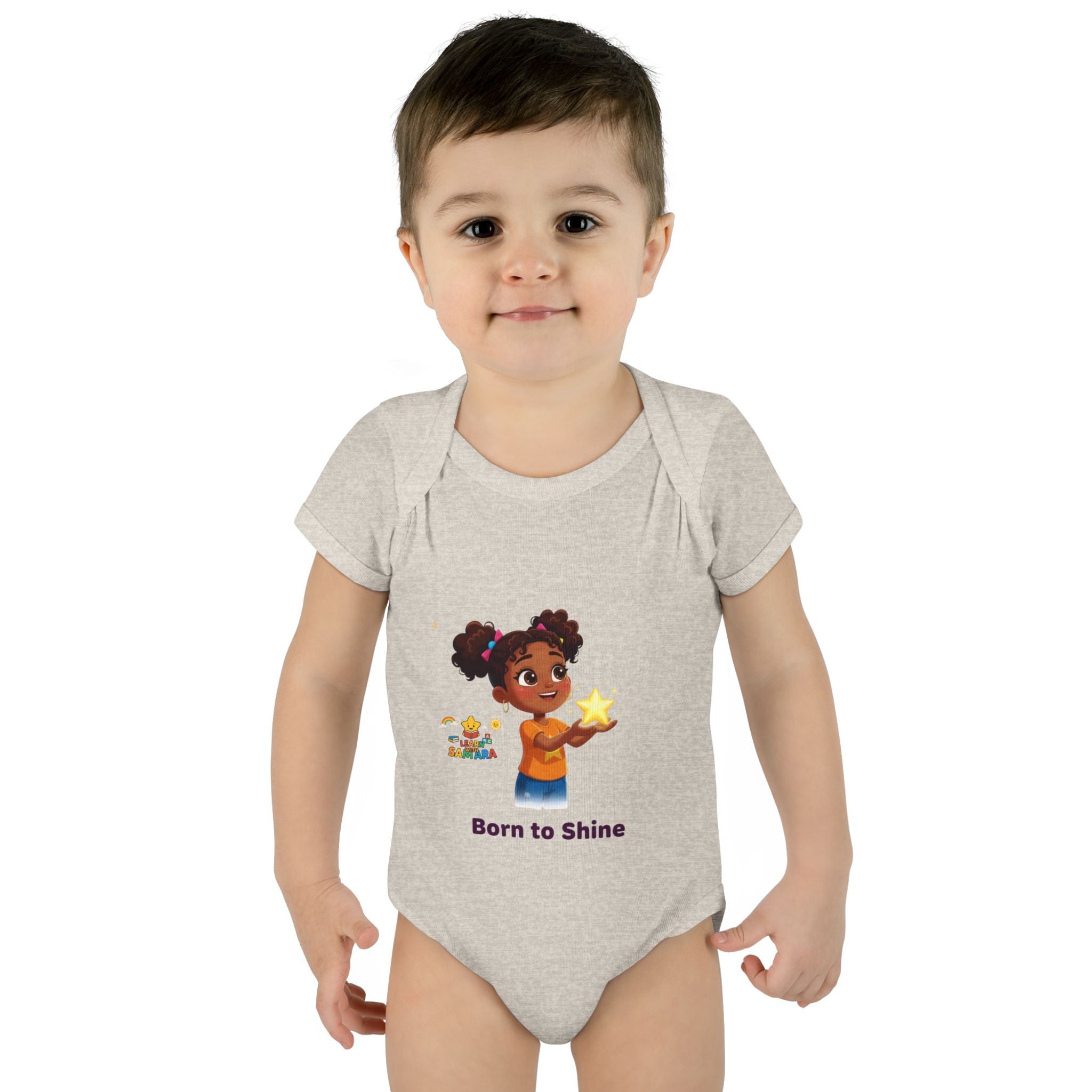 Born to Shine baby bodysuit - LwS| Cute girl holding star infant onesie