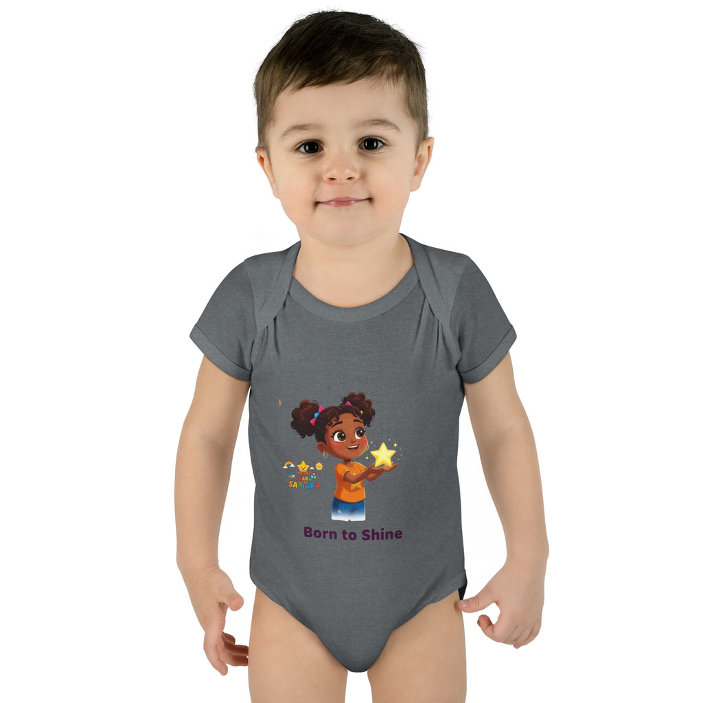 Born to Shine baby bodysuit - LwS| Cute girl holding star infant onesie