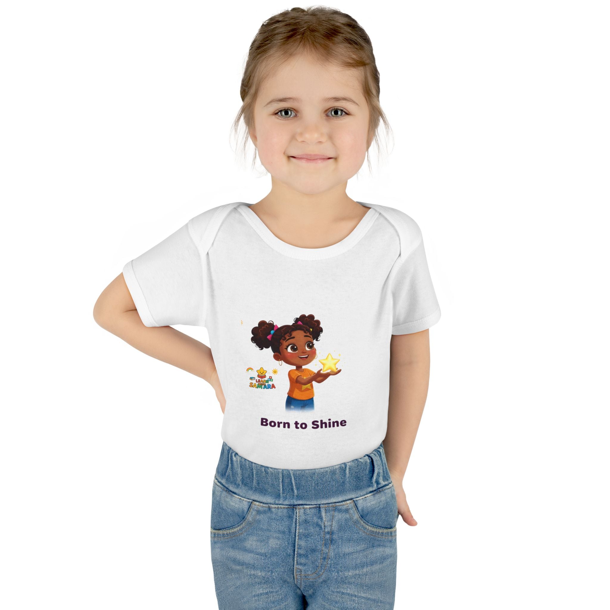Born to Shine baby bodysuit - LwS| Cute girl holding star infant onesie