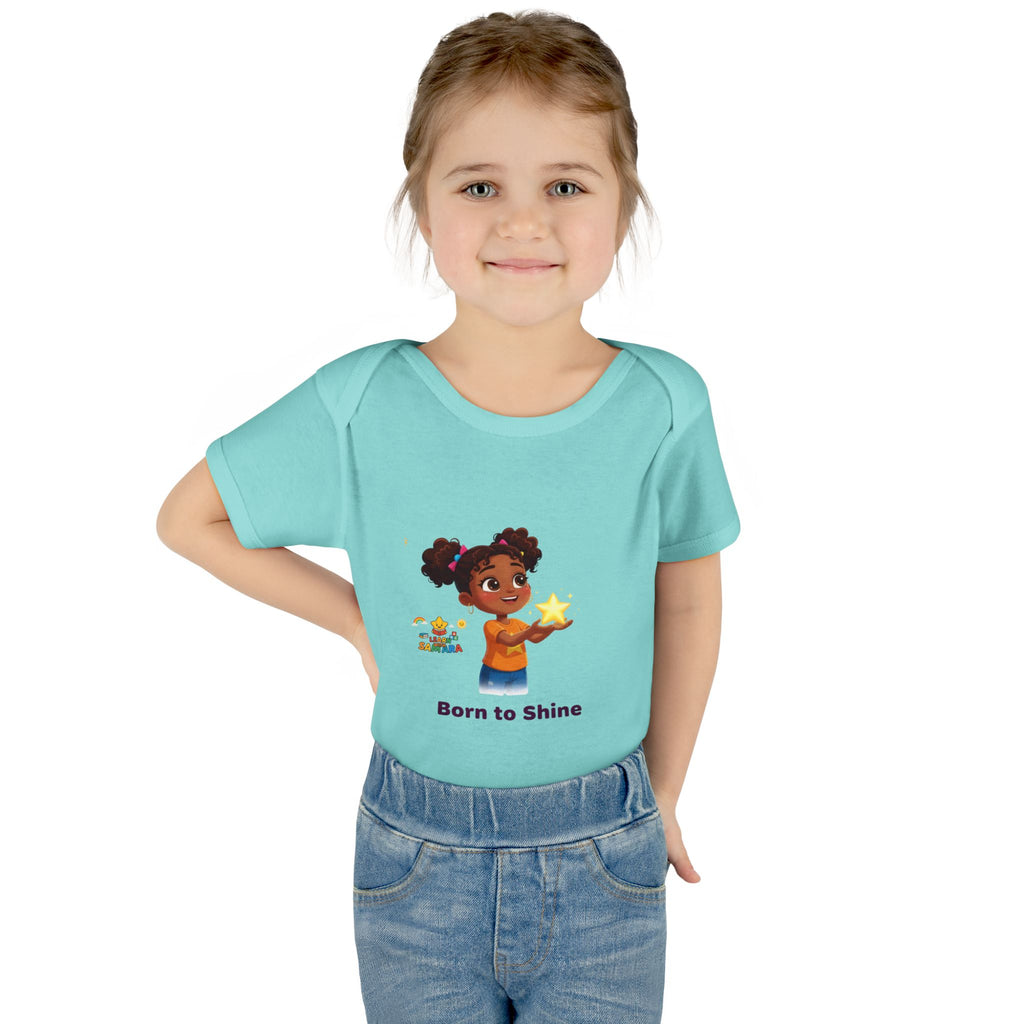 Born to Shine baby bodysuit - LwS| Cute girl holding star infant onesie