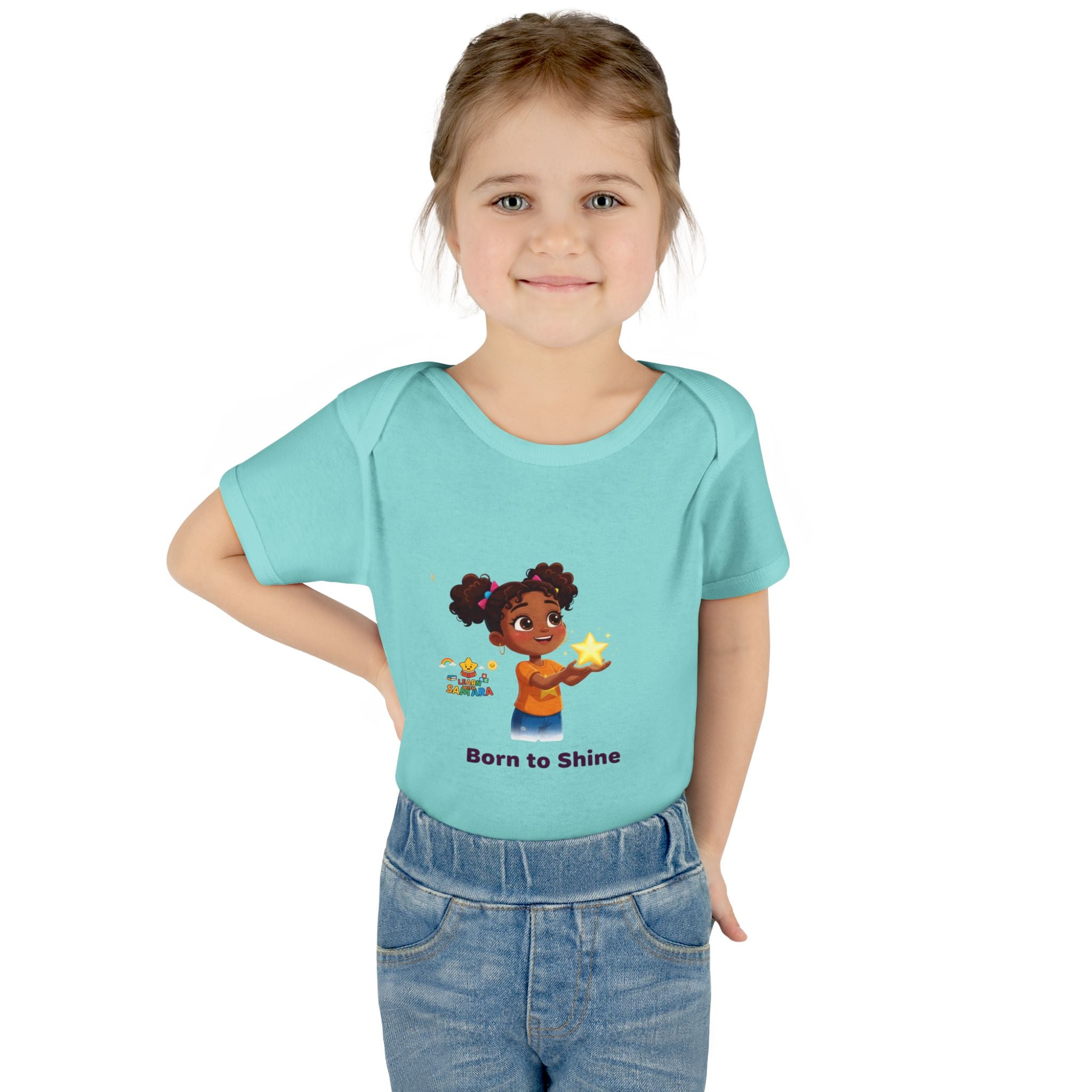 Born to Shine baby bodysuit - LwS| Cute girl holding star infant onesie