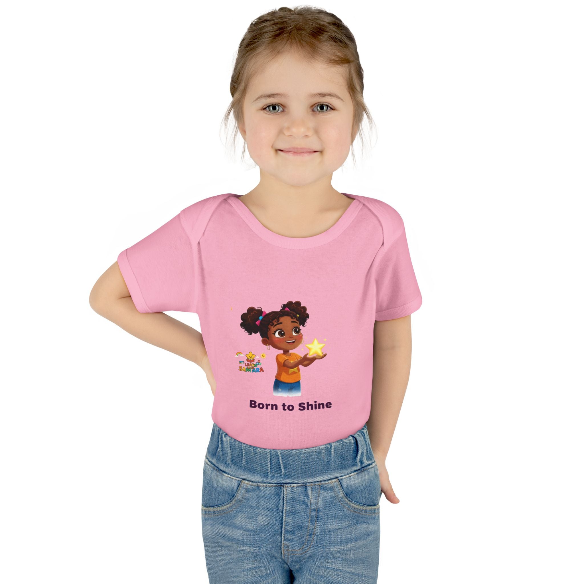 Born to Shine baby bodysuit - LwS| Cute girl holding star infant onesie