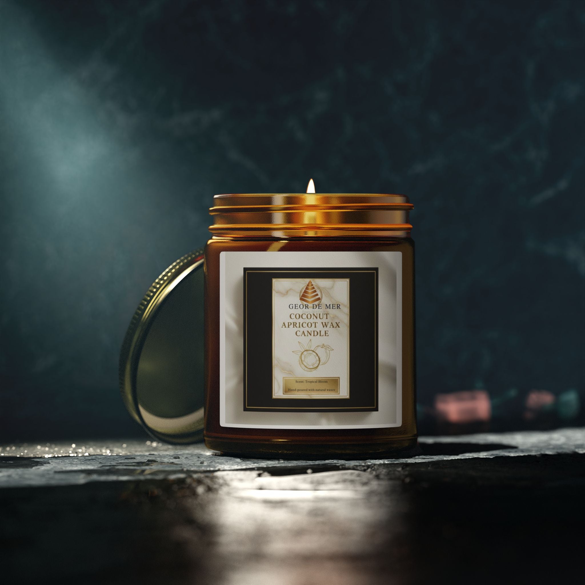 Geor De Mer - Coconut Apricot Scented Candle — Natural Apricot Coconut Wax (4oz & 9oz)