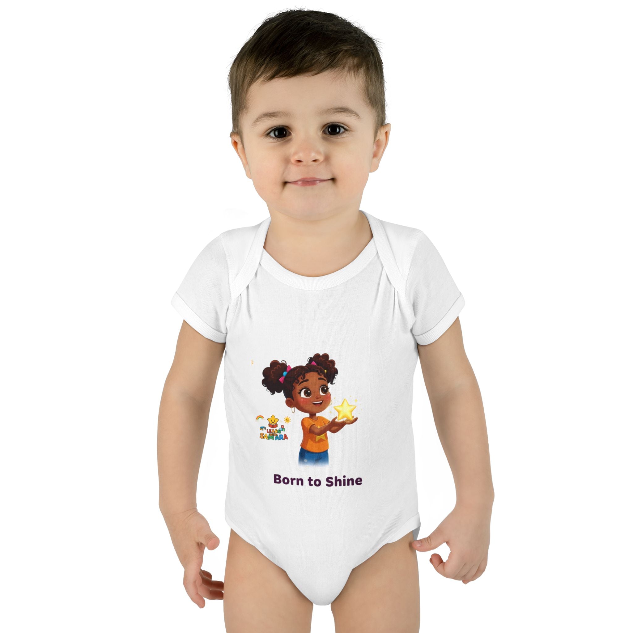 Born to Shine baby bodysuit - LwS| Cute girl holding star infant onesie