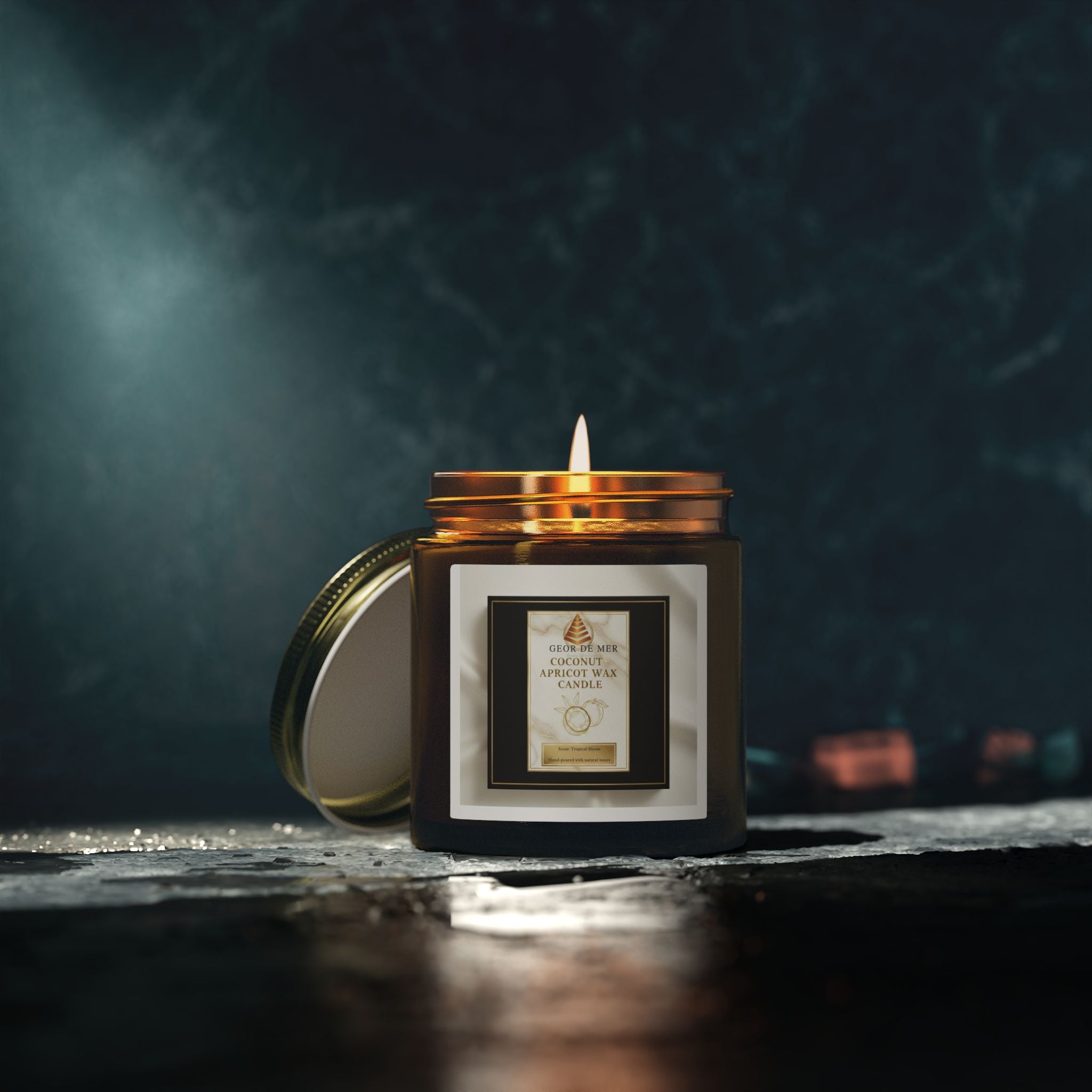 Geor De Mer - Coconut Apricot Scented Candle — Natural Apricot Coconut Wax (4oz & 9oz)
