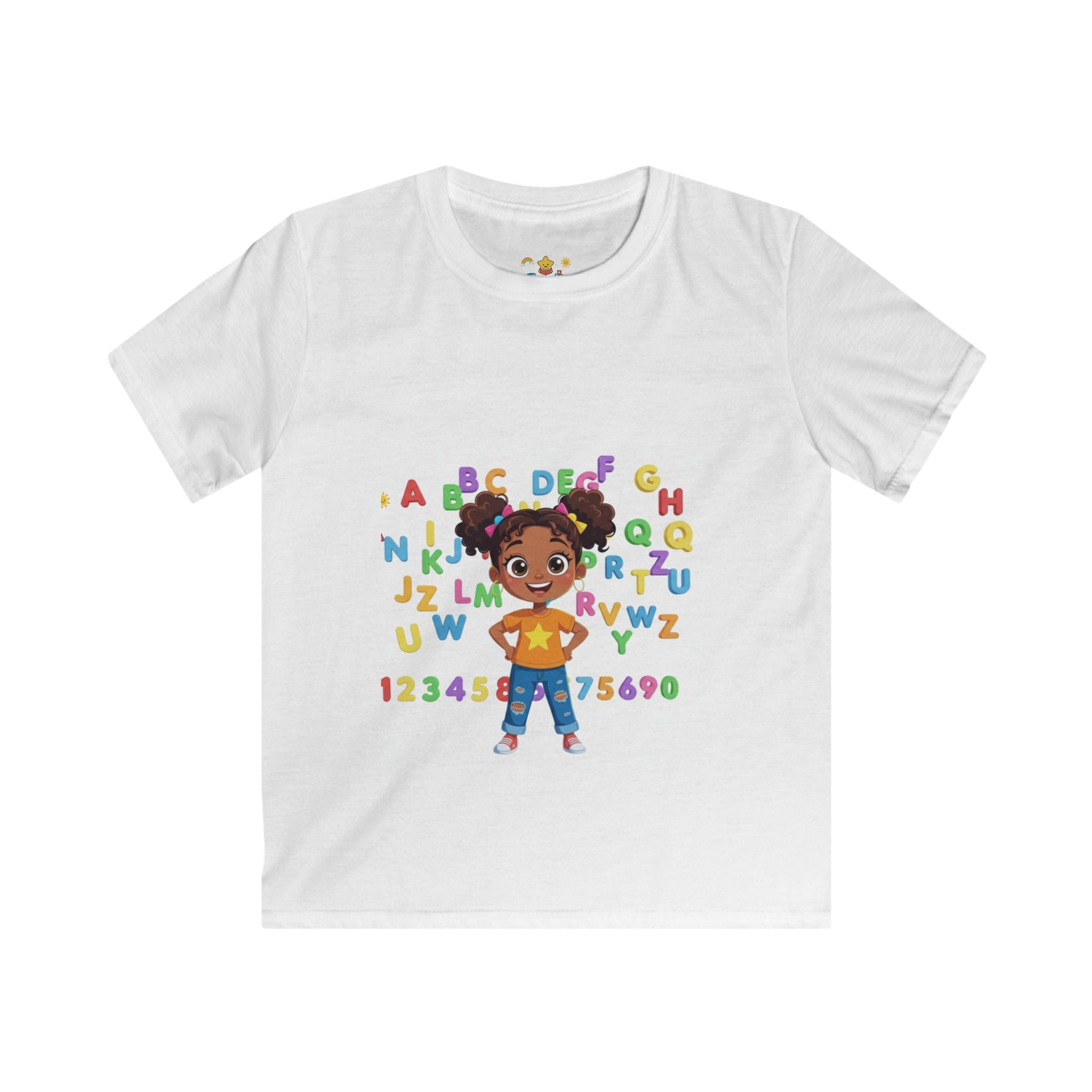 Girl with Alphabet and Numbers Kids Tee | Cute Educational Toddler Shirt