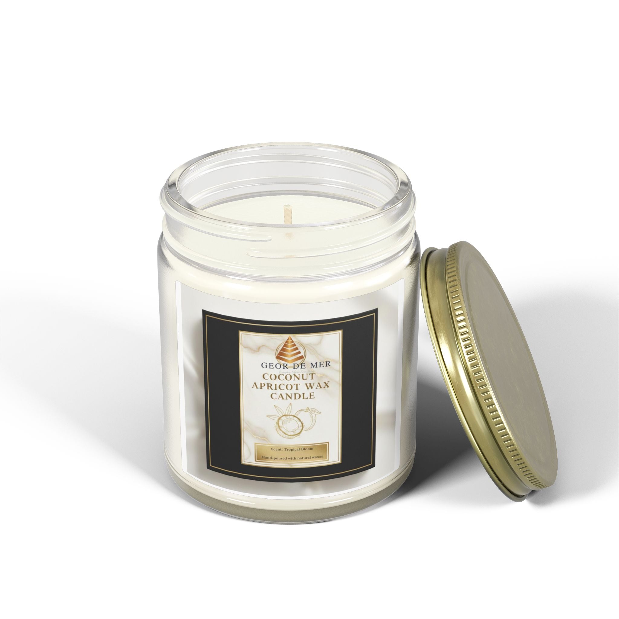 Geor De Mer - Coconut Apricot Scented Candle — Natural Apricot Coconut Wax (4oz & 9oz)