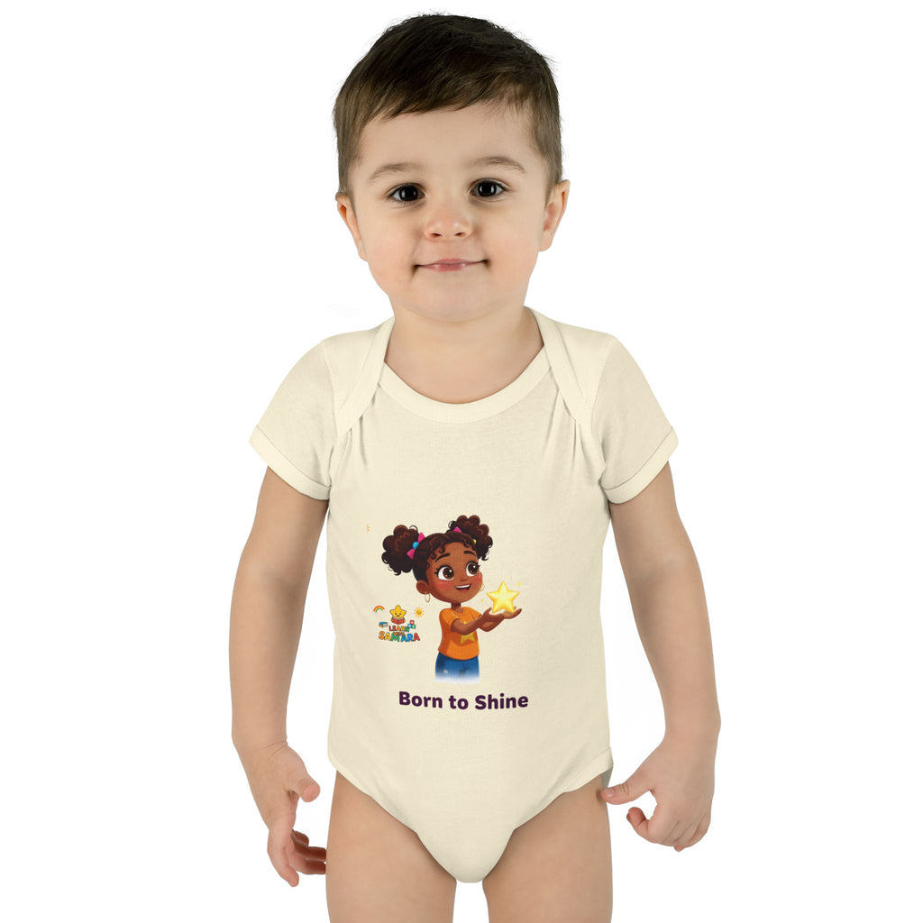 Born to Shine baby bodysuit - LwS| Cute girl holding star infant onesie