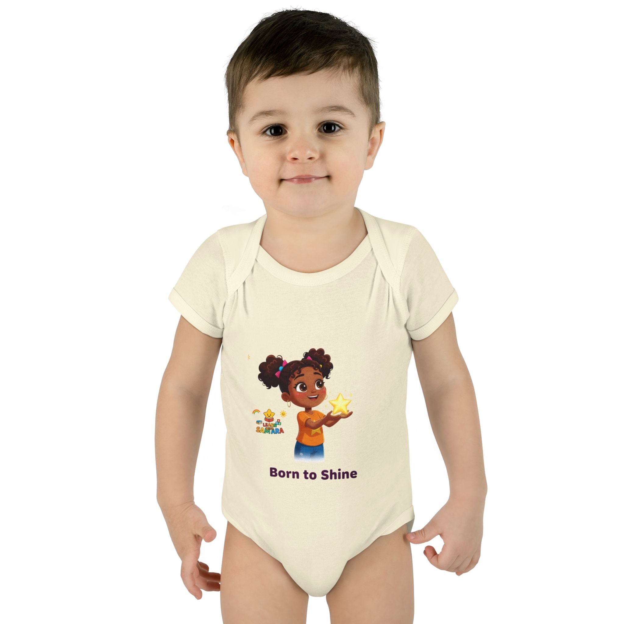 Born to Shine baby bodysuit - LwS| Cute girl holding star infant onesie