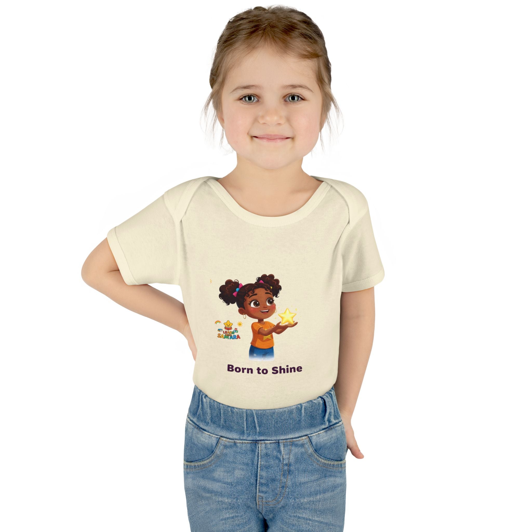 Born to Shine baby bodysuit - LwS| Cute girl holding star infant onesie
