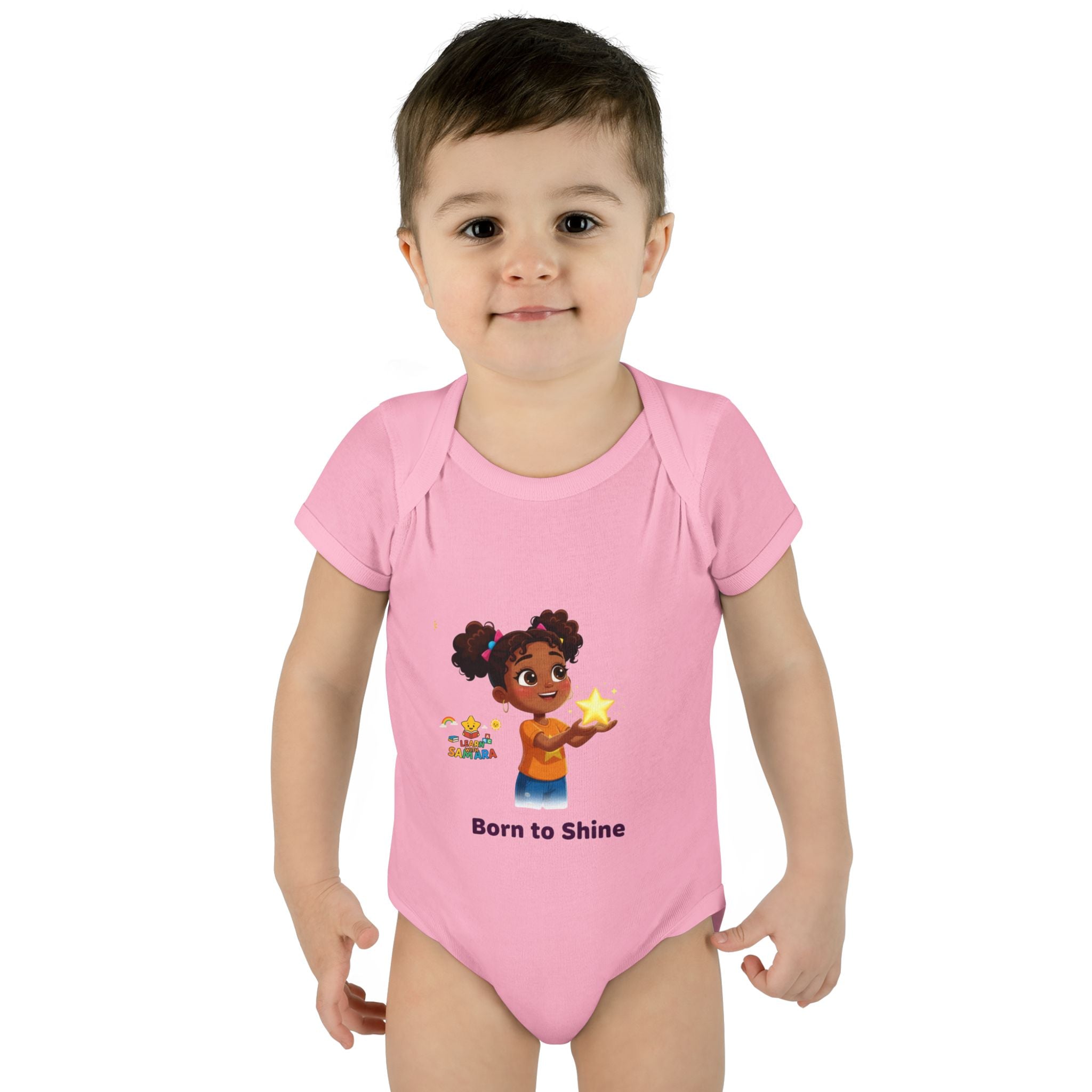 Born to Shine baby bodysuit - LwS| Cute girl holding star infant onesie