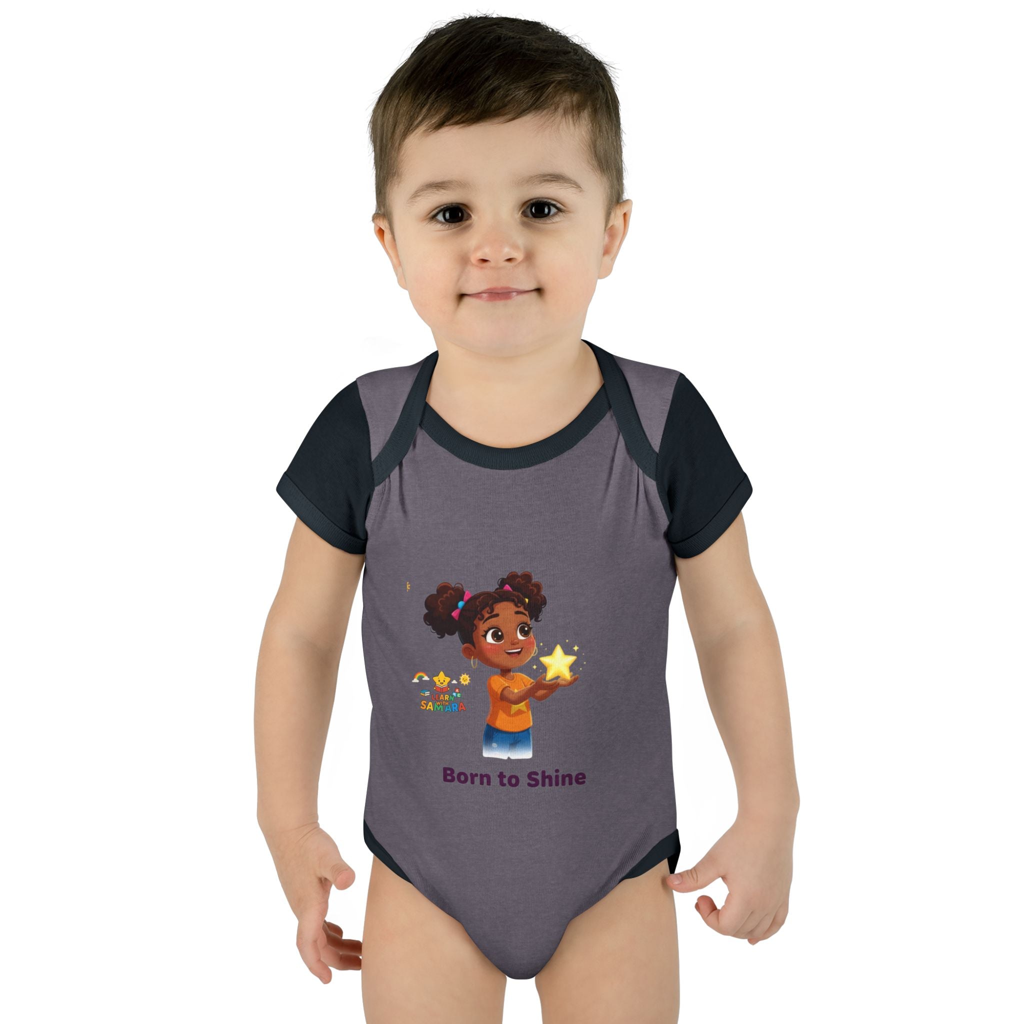 Born to Shine baby bodysuit - LwS| Cute girl holding star infant onesie
