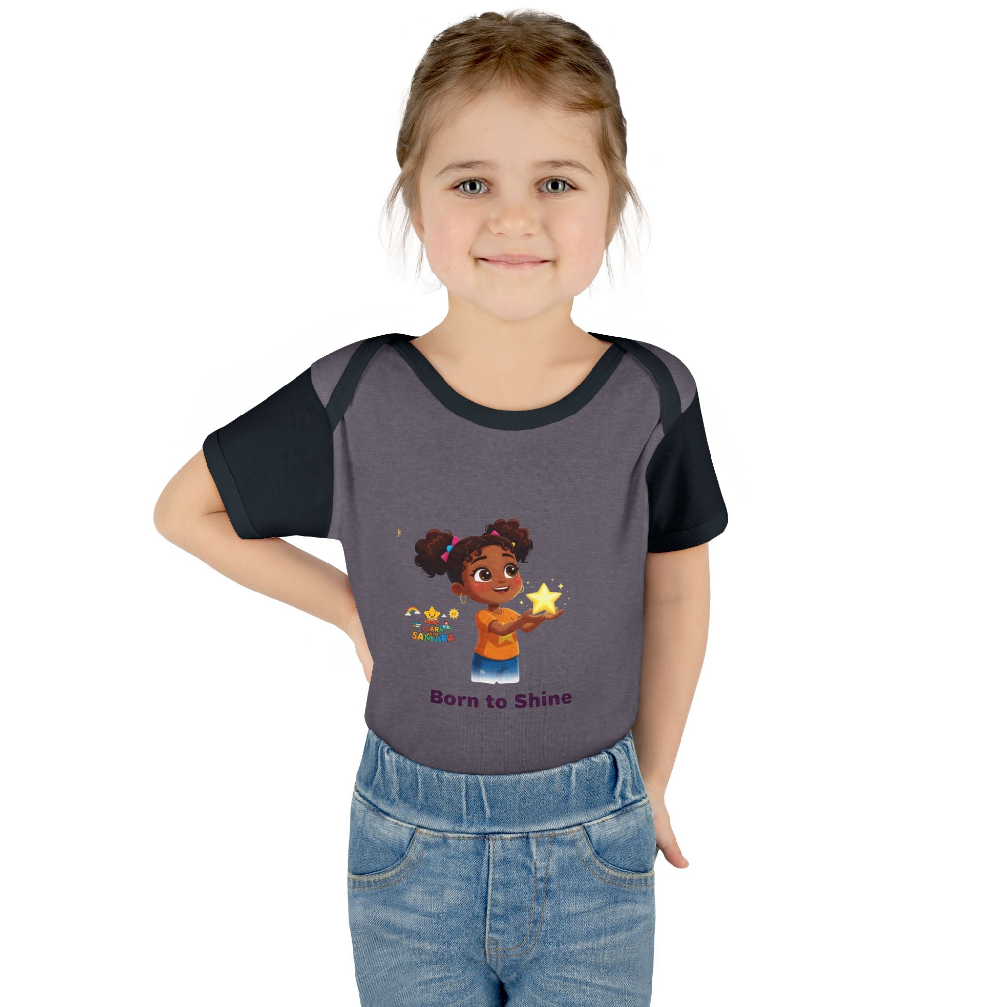 Born to Shine baby bodysuit - LwS| Cute girl holding star infant onesie