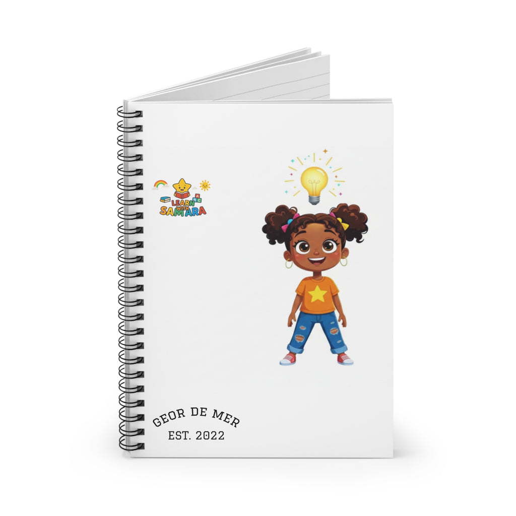 Girl with Lightbulb Idea Spiral Notebook- LwS | Cute Kids Illustration, Ruled Journal
