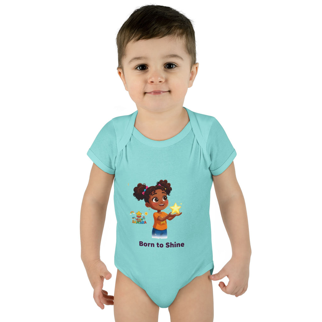 Born to Shine baby bodysuit - LwS| Cute girl holding star infant onesie