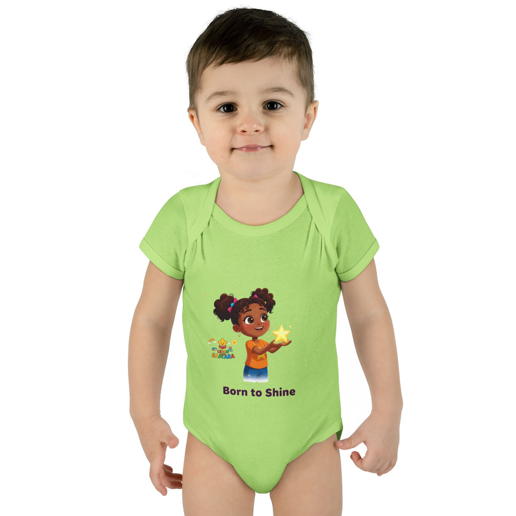 Born to Shine baby bodysuit - LwS| Cute girl holding star infant onesie
